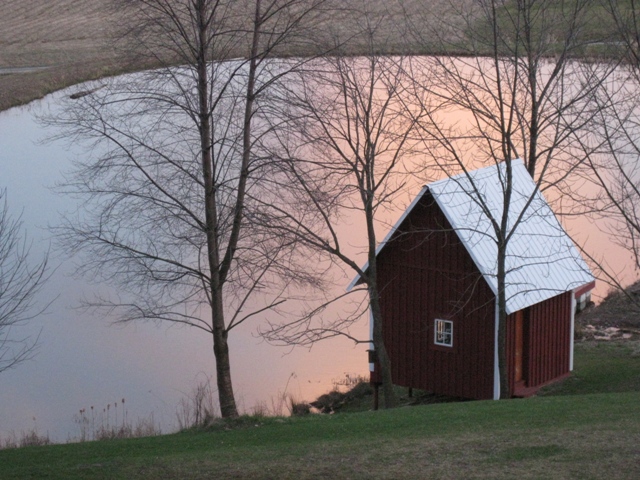 Hill's Pond Shelter, Reflected in Pond: photo by Rich Hill.